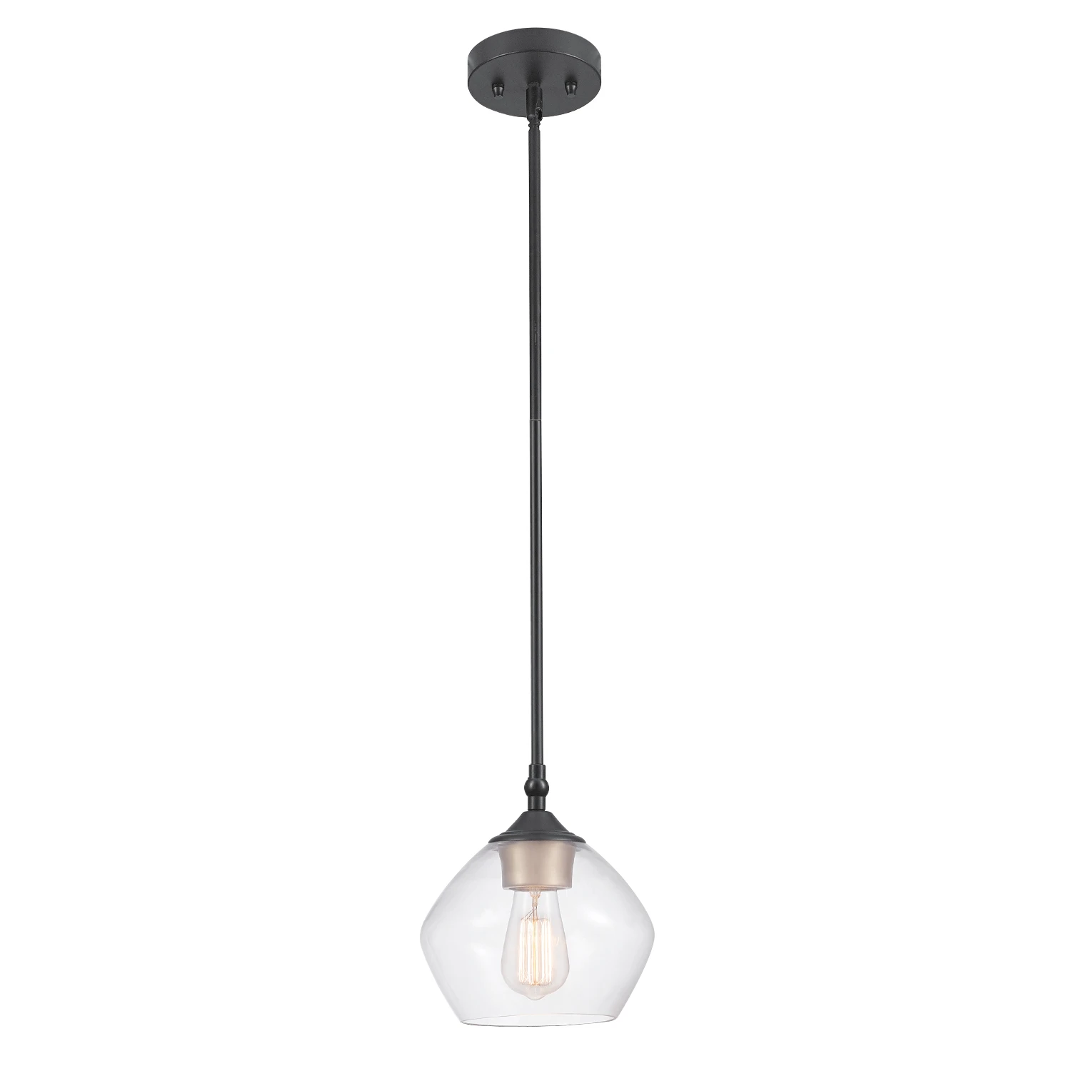 Harrow Matte Black 1-light Pendant Light With Clear Glass Shade