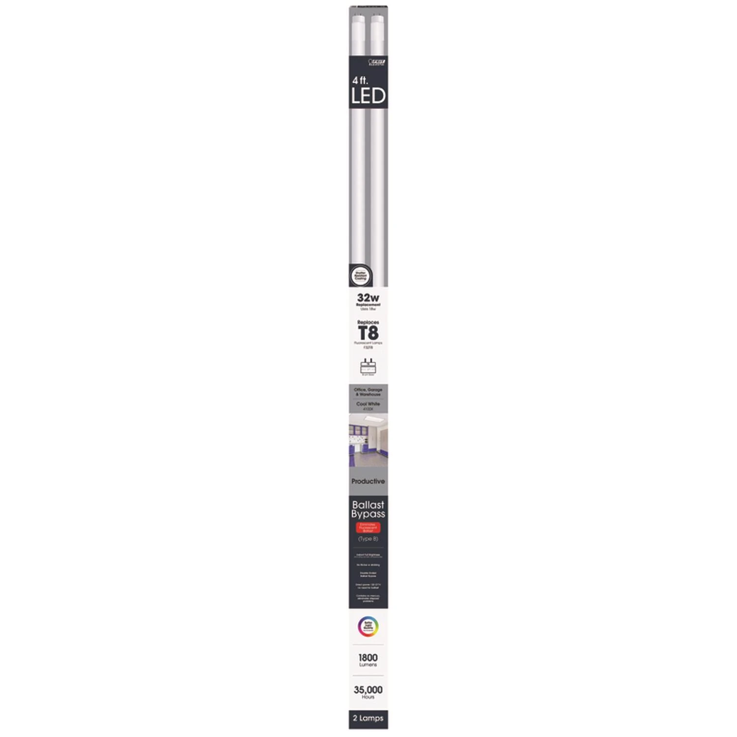 T8 Cool White 48 In. G13 Linear Led Bulb 32 Watt Equivalence 2 Pk