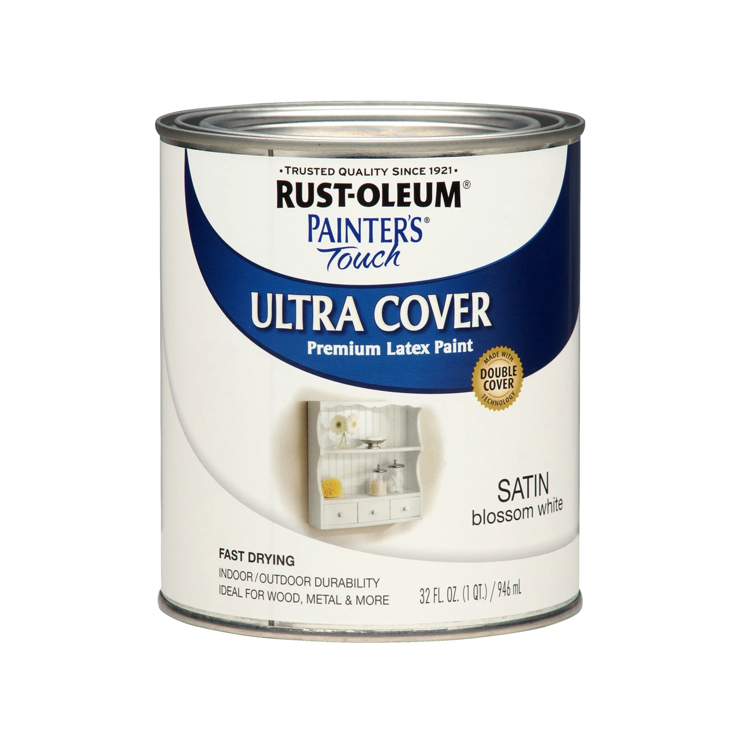 Painters Touch Ultra Cover Blossom White Paint 1 Quart - Satin Finish