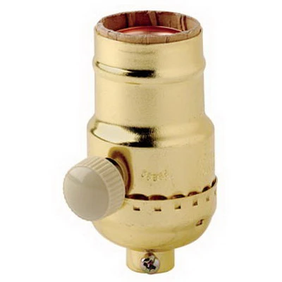 6151 Single Pole Dimmer Lamp Socket, 150 Watt, 120 Volt, Brass Finish