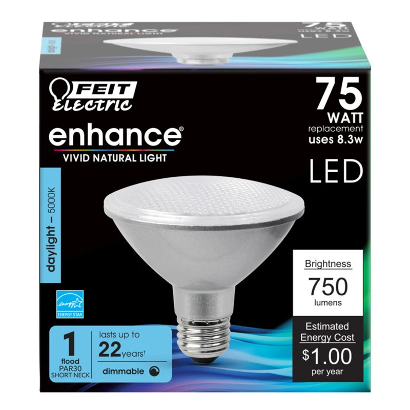 75W Equivalent Daylight (5000K) PAR30 Dimmable CEC LED Energy Star 90+ CRI Flood Light Bulb
