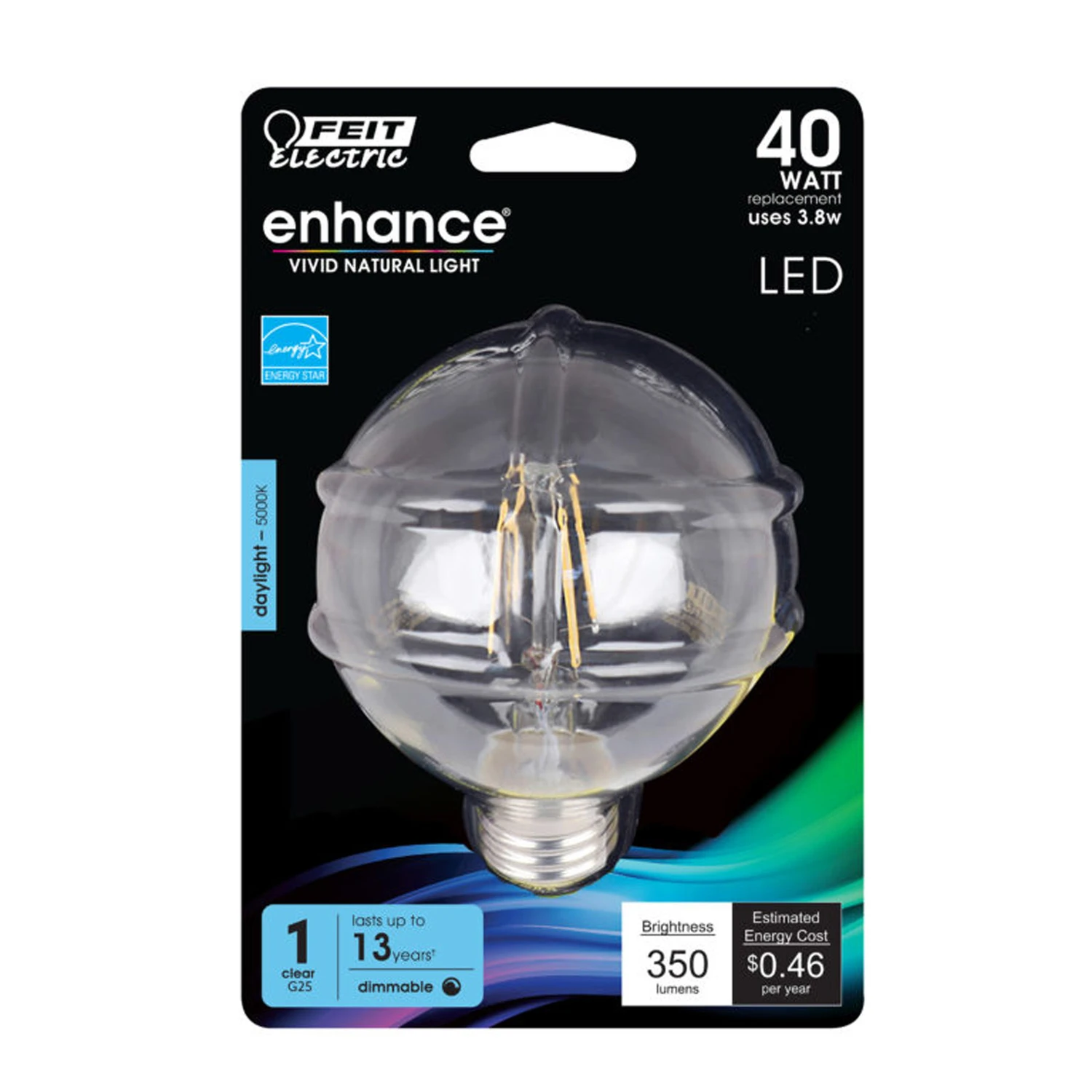 40-Watt Equivalent G25 Dimmable Filament CEC Title 20 LED ENERGY STAR 90+ CRI Clear Glass Light Bulb, Daylight