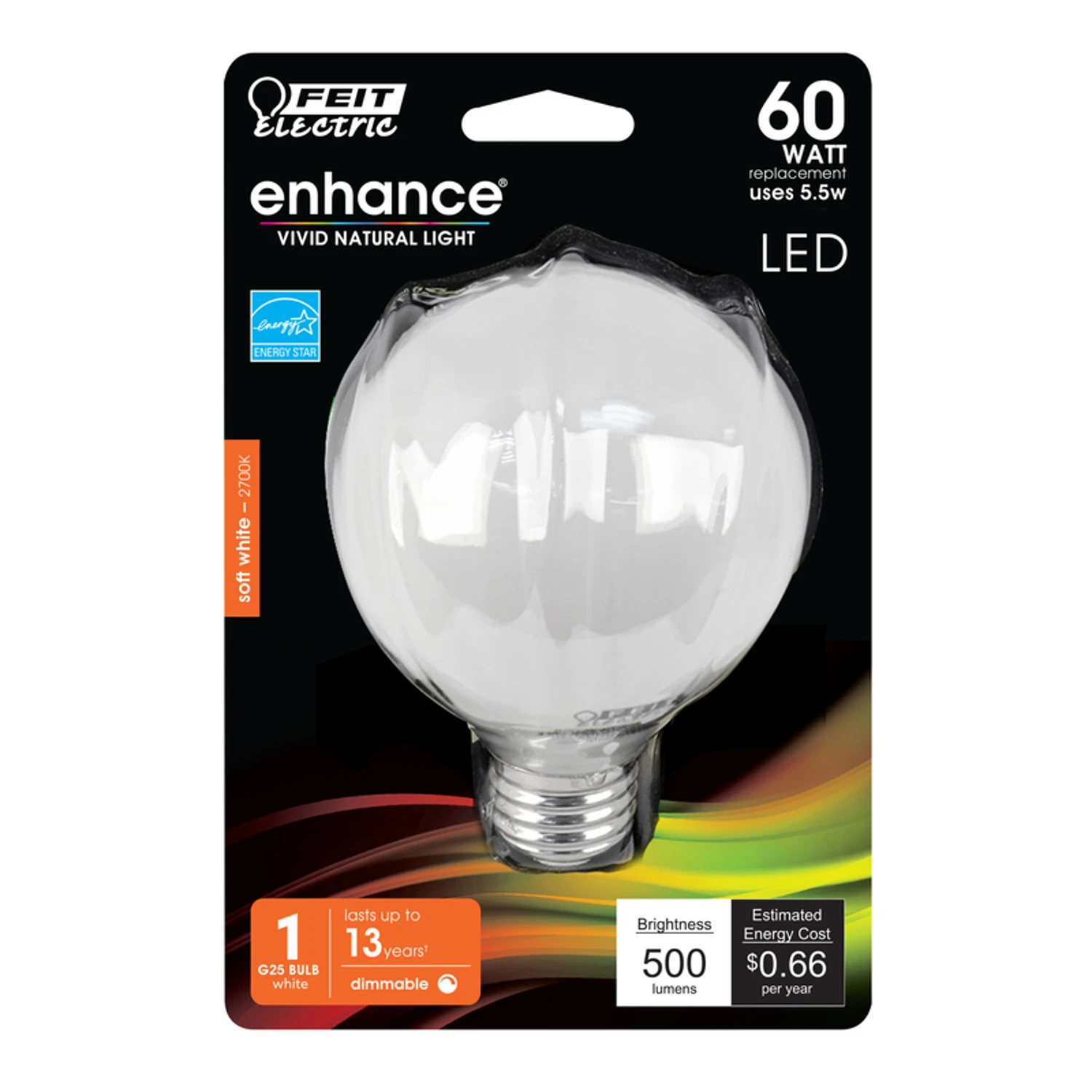 60-Watt Equivalent G25 Dimmable Filament CEC Title 20 LED ENERGY STAR 90+ CRI White Glass Light Bulb, Soft White