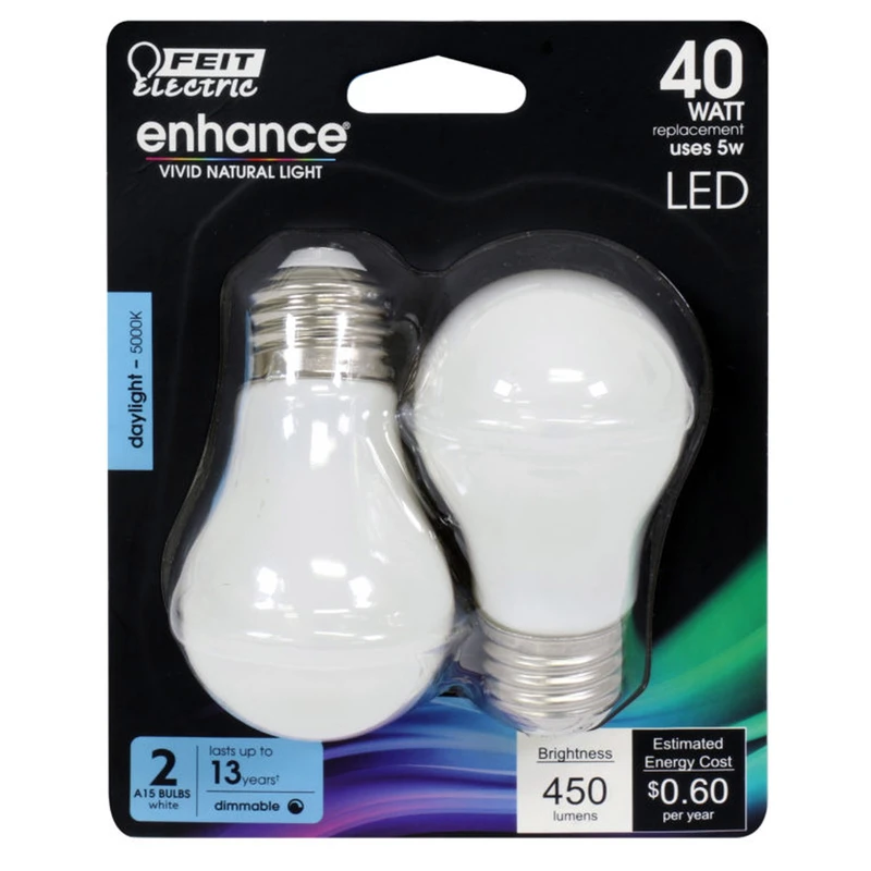 LED A15 E26 DL 40W 2PK