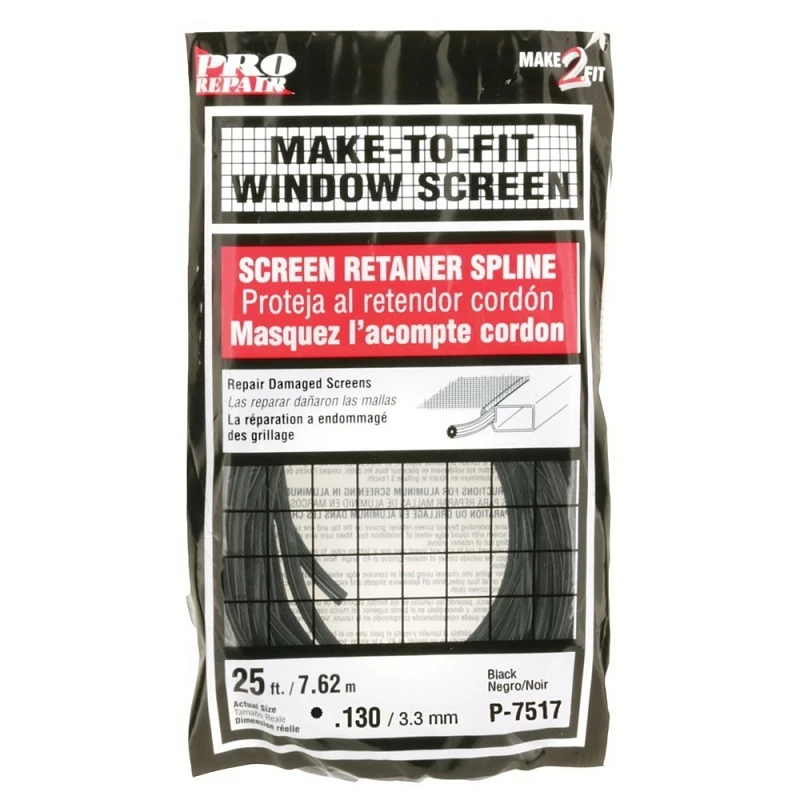 P7517 Screen Retainer Spline, 0.130 In. X 25 Ft., Black