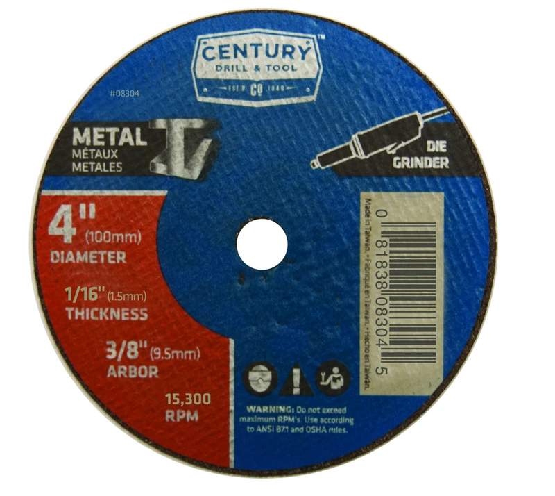 4 In. Dia. X 3/8 In. Thick Type 1a Cutting Wheel