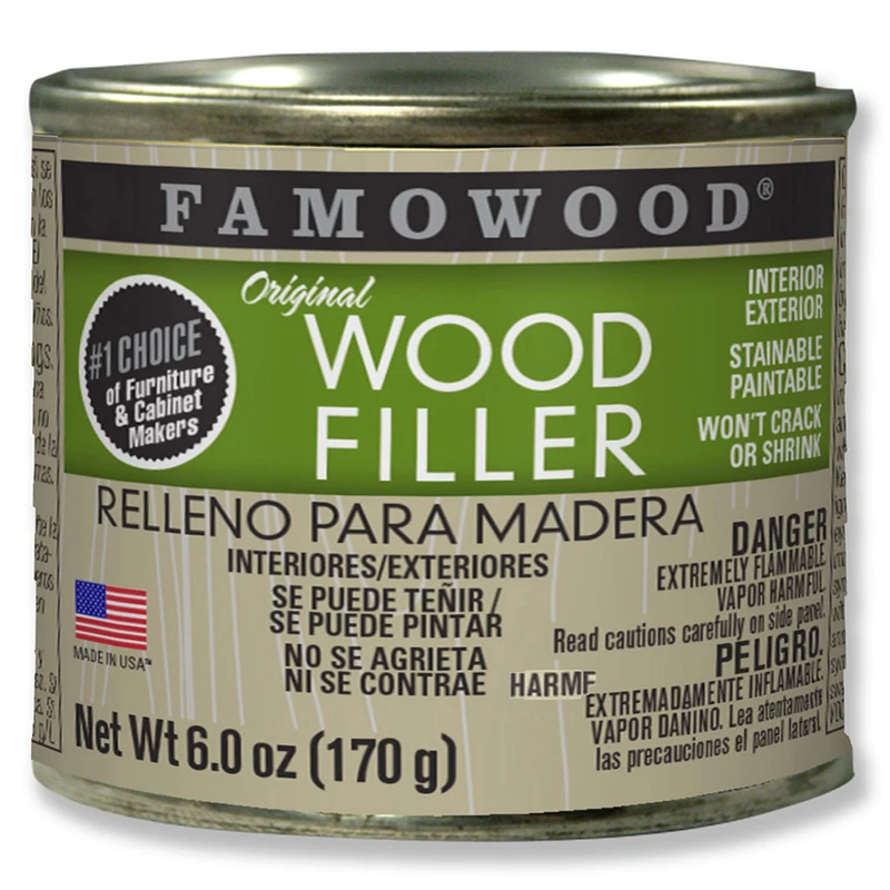Famowood Original White Wood Filler 6 Ounce - Solvent Based, Stainable, Interior & Exterior