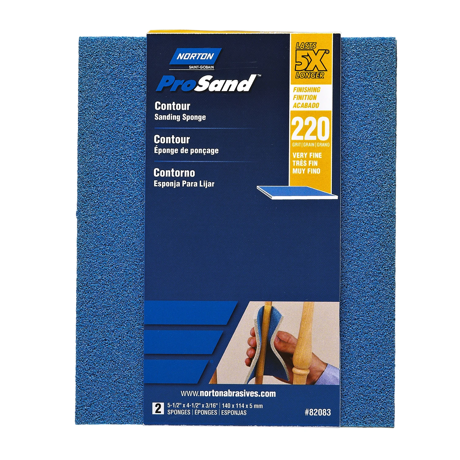 Prosand 5.5 In. L X 4.5 In. W X 0.188 In. 220 Grit Very Fine Contour Sanding Sponge