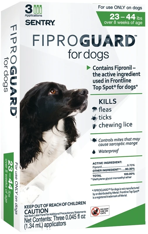 Fiproguard Liquid Dog Flea And Tick Drops 0.045 Oz - 9.70% Fipronil For Dogs 23-44 Lbs