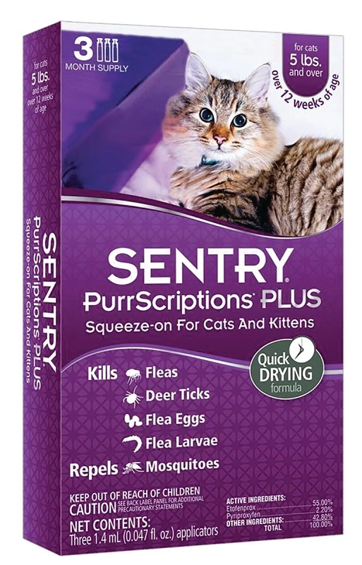 Purrscriptions Plus 02111 Flea & Tick Squeeze-on For Cats 6 Count, 5 Lbs