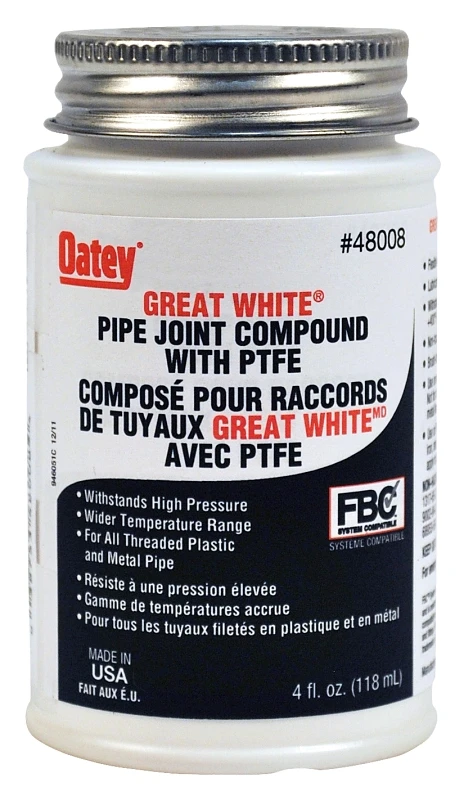 Great White 4 Oz Pipe Joint Compound With Ptfe For Threaded Joints