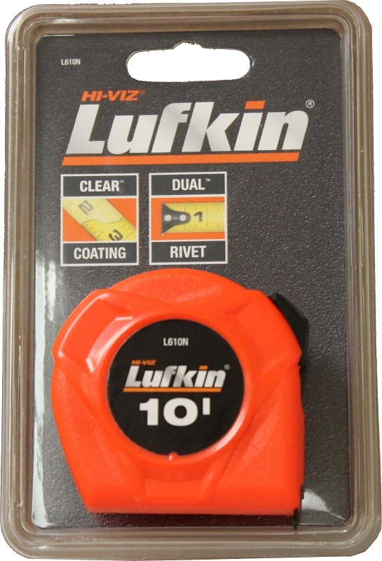 Hi-viz 10 Ft. Tape Measure, 0.5 In. Wide, Model L610n, 1 Pk