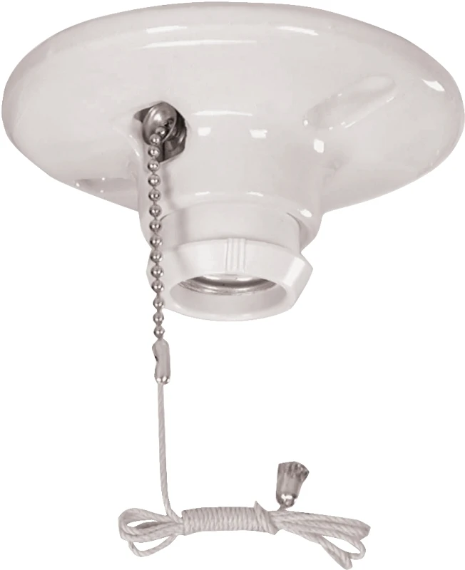 659-sp Porcelain Ceiling Lampholder With Pull Chain, 250w 250v