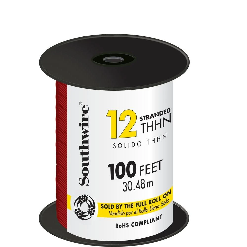100 Ft. 12/1 Stranded Thhn Building Wire - Red Copper