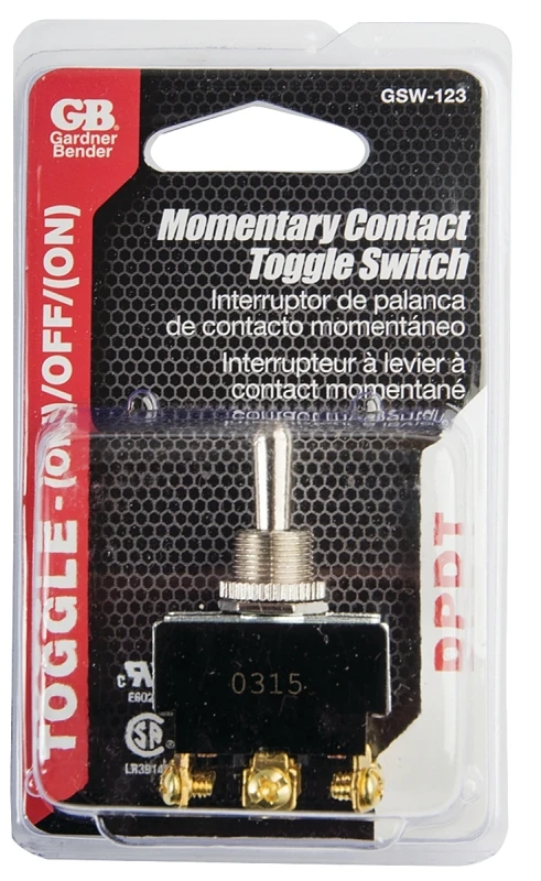 Gardner Bender 20 amps Double Pole Toggle Momentary Switch Black/Silver 1 pk