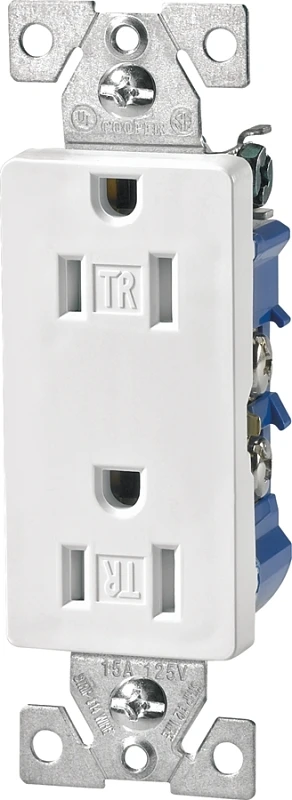 Tr1107w Tamper Resistant Decorator Duplex Receptacle, 15a, White