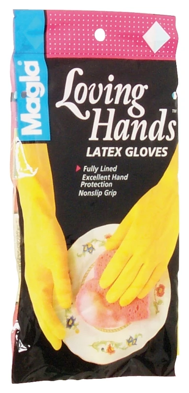 69982 Medium Latex Hand Care Gloves - Yellow, Chemical Resistant