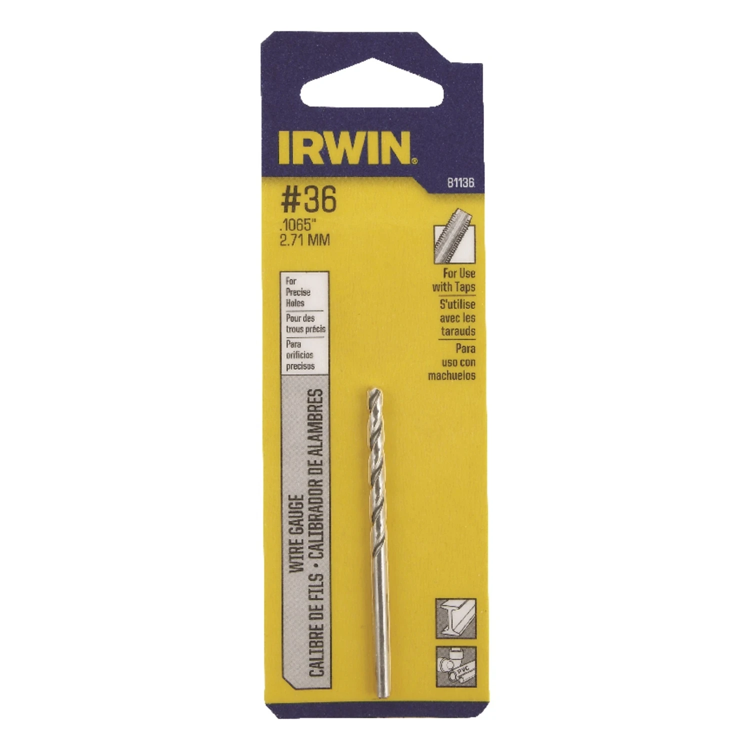 Irwin 2-1/2 in. L High Speed Steel Wire Gauge Bit 1 pc.