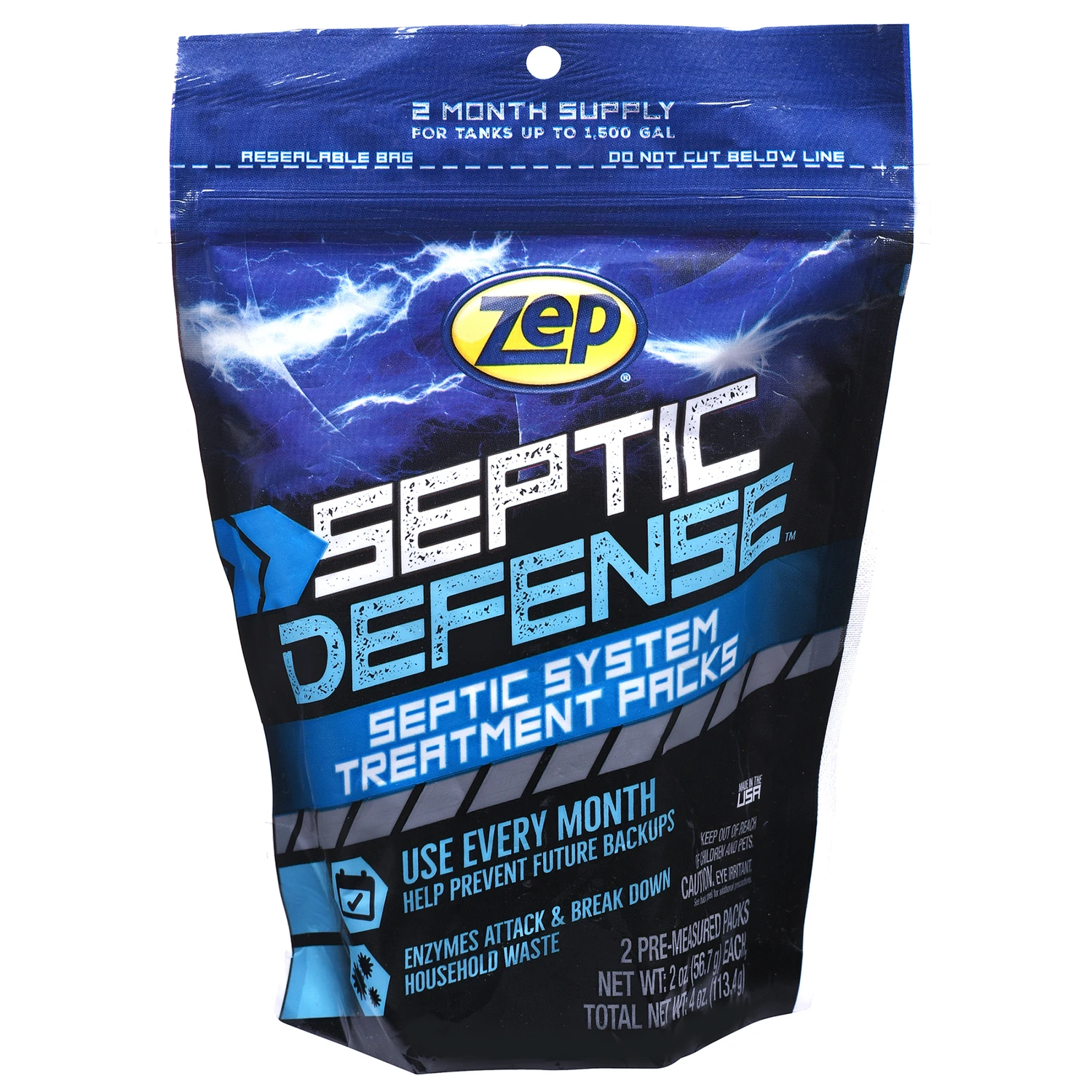Septic Defense Powder Treatment 4 Oz, 2 Pack, Safe For Septic Systems & Pvc Pipes