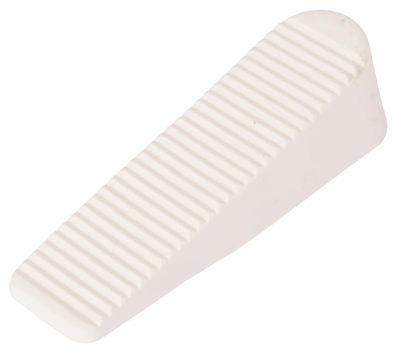 Triangle Rubber Door Stop, White, 1 In W X 4 In L X 1-1/4 In H