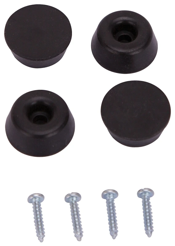 Rubber Bumper Screw Furniture Leg Tip, 7/8 Inch, Black, Model Fe-50660-ps
