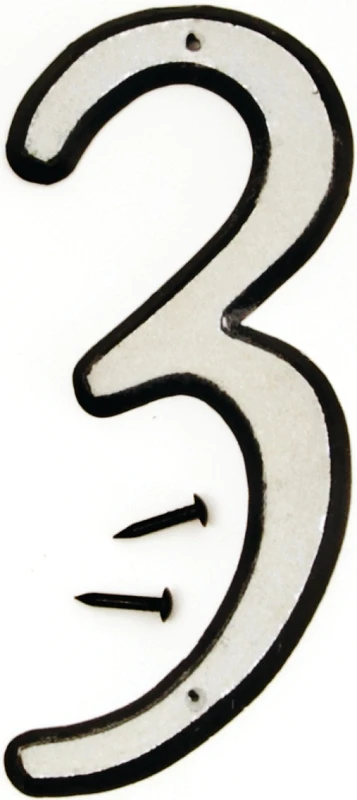 4 In. Reflective White Plastic House Number Three - Model 30603