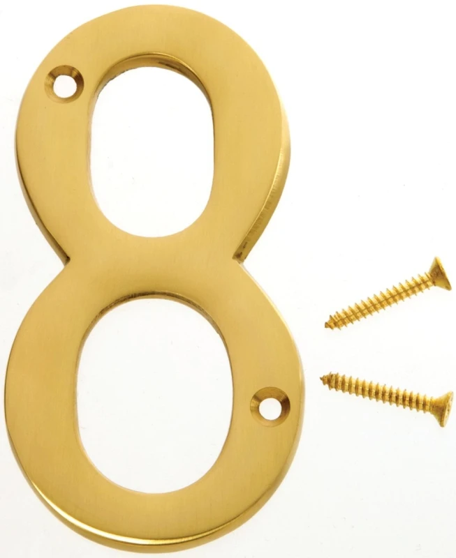 4 In. Polished Brass House Number Eight Br-90/8