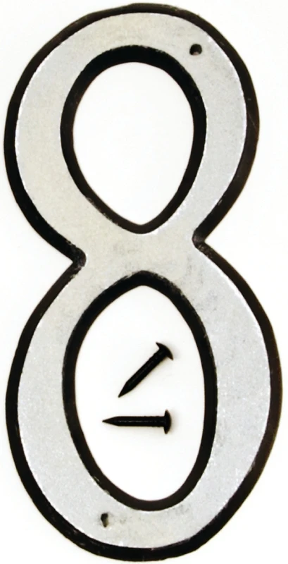 4 Inch Reflective White Plastic House Number Eight - Model 30608