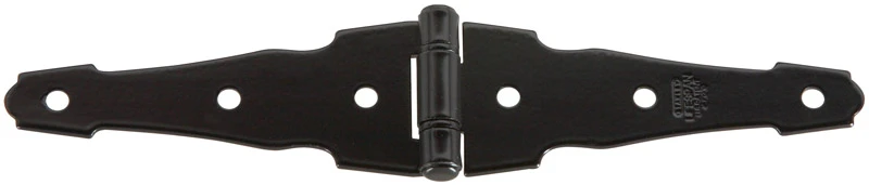 4 In. Black Steel Ornamental Strap Hinge, Model N109-036, 1 Pk