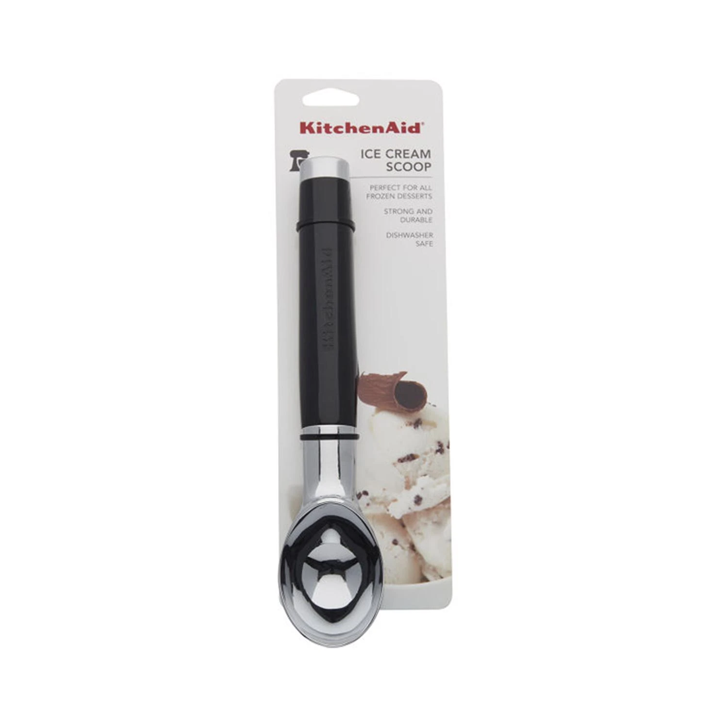 Kitchenaid 8.5 Inch Black Ice Cream Scoop With Ergonomic Handle And Stainless Steel Head