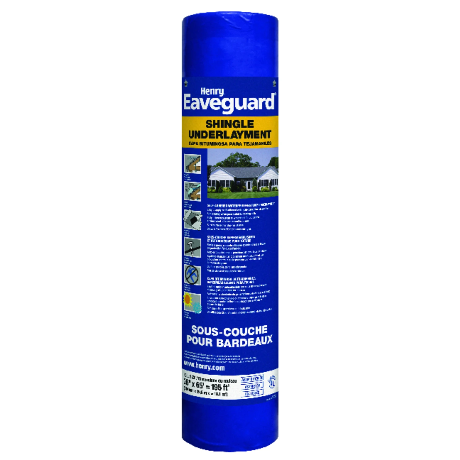 3 Ft. W X 65 Ft. L Fiberglass Self-adhesive Shingle Underlayment Blue