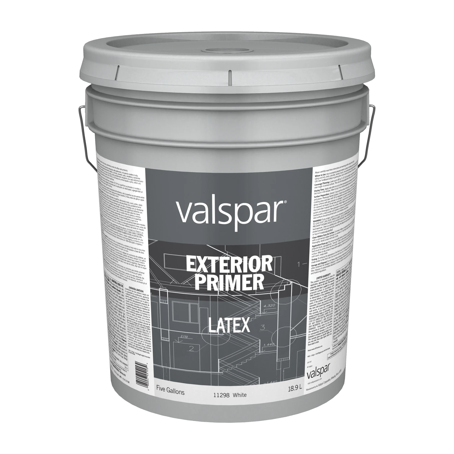 Basic White Tint Base Exterior Primer 5 Gallon - Latex, Tintable, Mildew Resistant