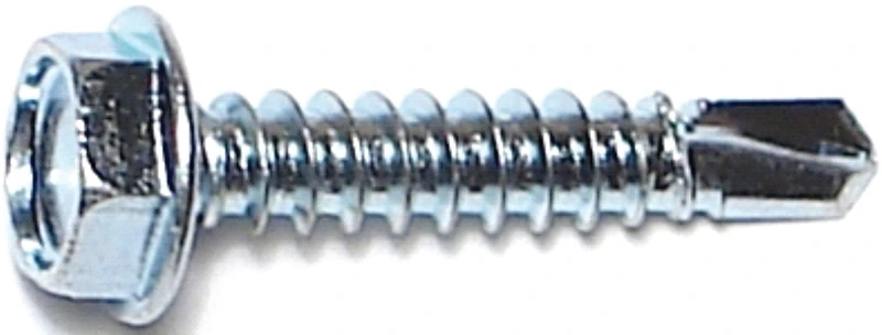 Self-drilling Sheet Metal Screw #10 X 1 In, Hex Drive, Zinc Plated