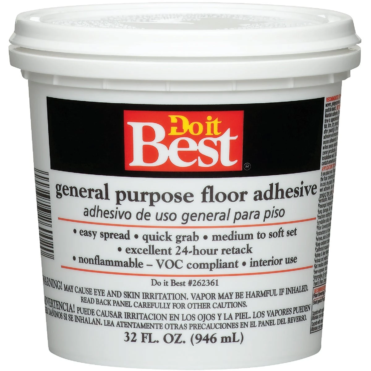 Beige General-purpose Floor Adhesive Quart - High-strength, Water-resistant