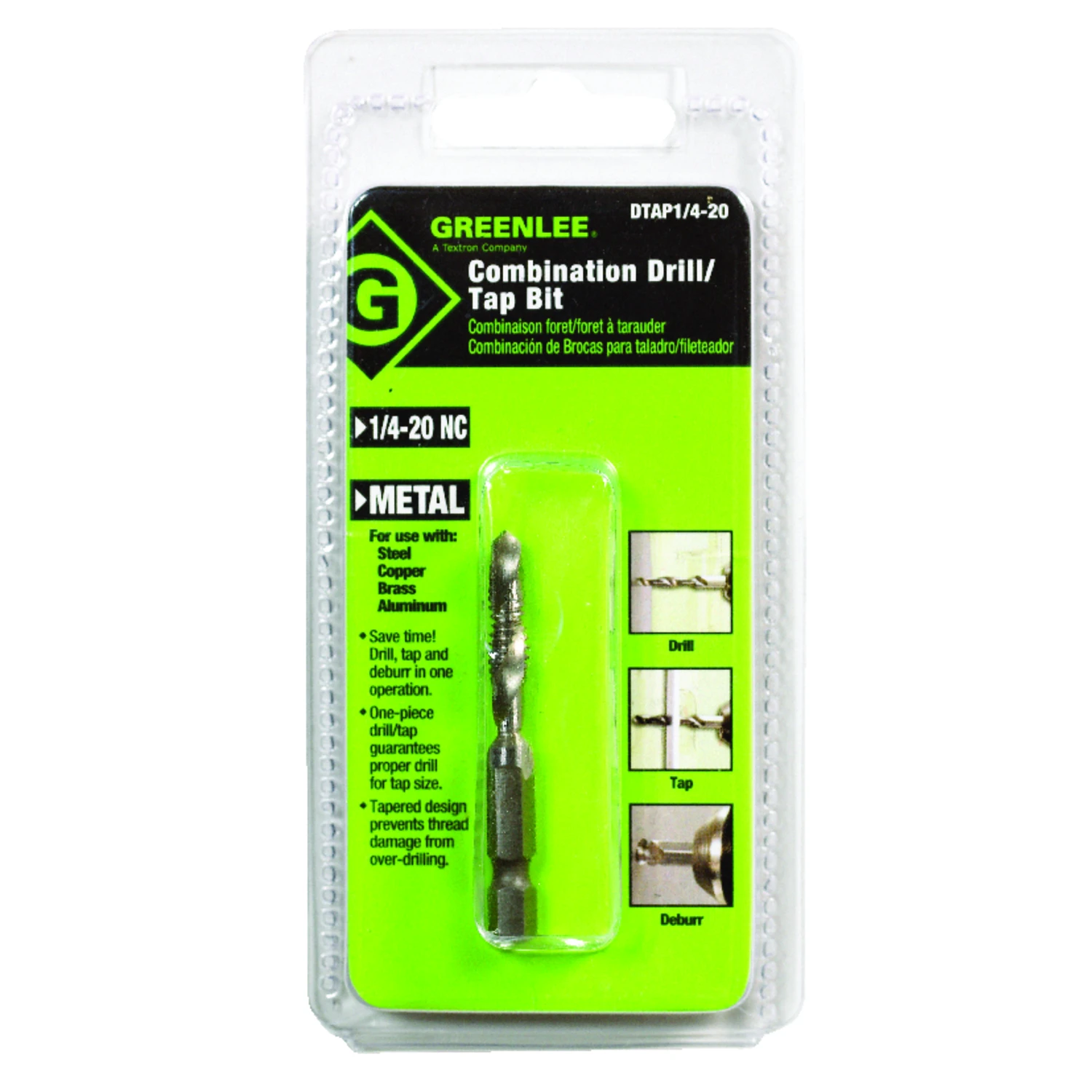 High Speed Steel Drill And Tap Bit 1/4-20 Nc With Hex Shank
