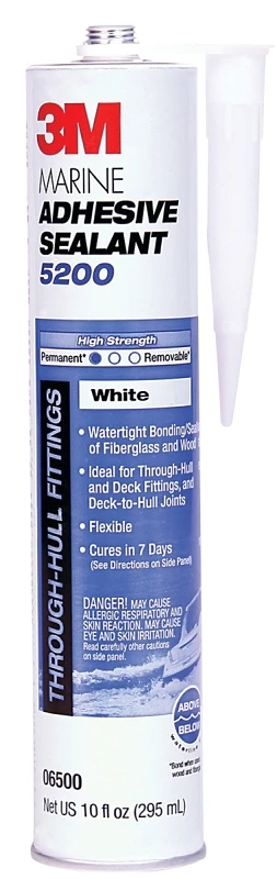 Marine Adhesive Sealant 5200, 10 Oz, White, Polyurethane, Waterproof