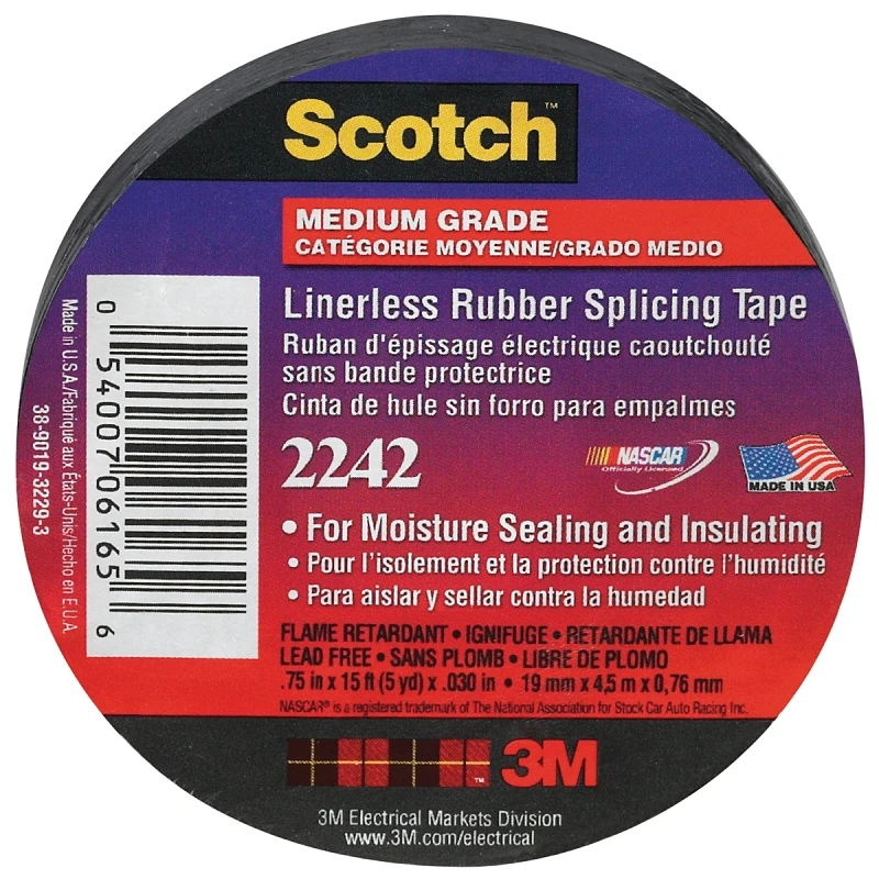 Medium-Grade Linerless Electrical Splicing Tape 0.75 Inch by 15 Feet