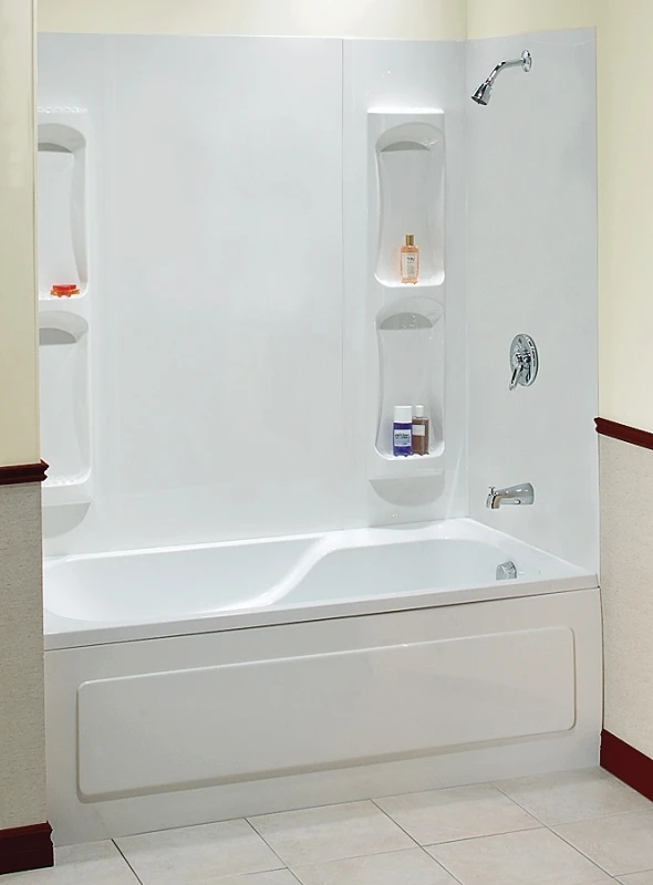 Utah 5-piece Glue Up Tub Wall Surround, 60-1/2" L X 31-3/4" W X 59" H, White