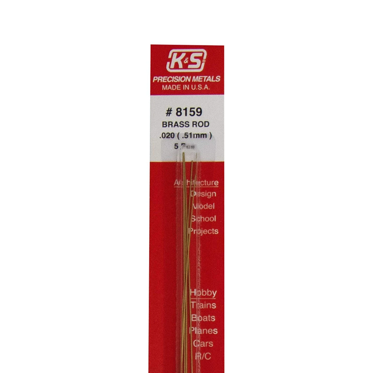 Solid Brass Rod, .020 OD x 12 In., 5-Pk.