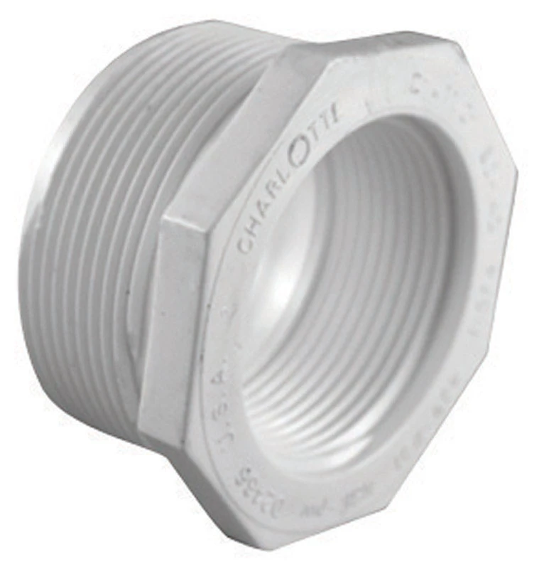 Schedule 40 PVC Reducing Bushing, White, 2 x 1 In.