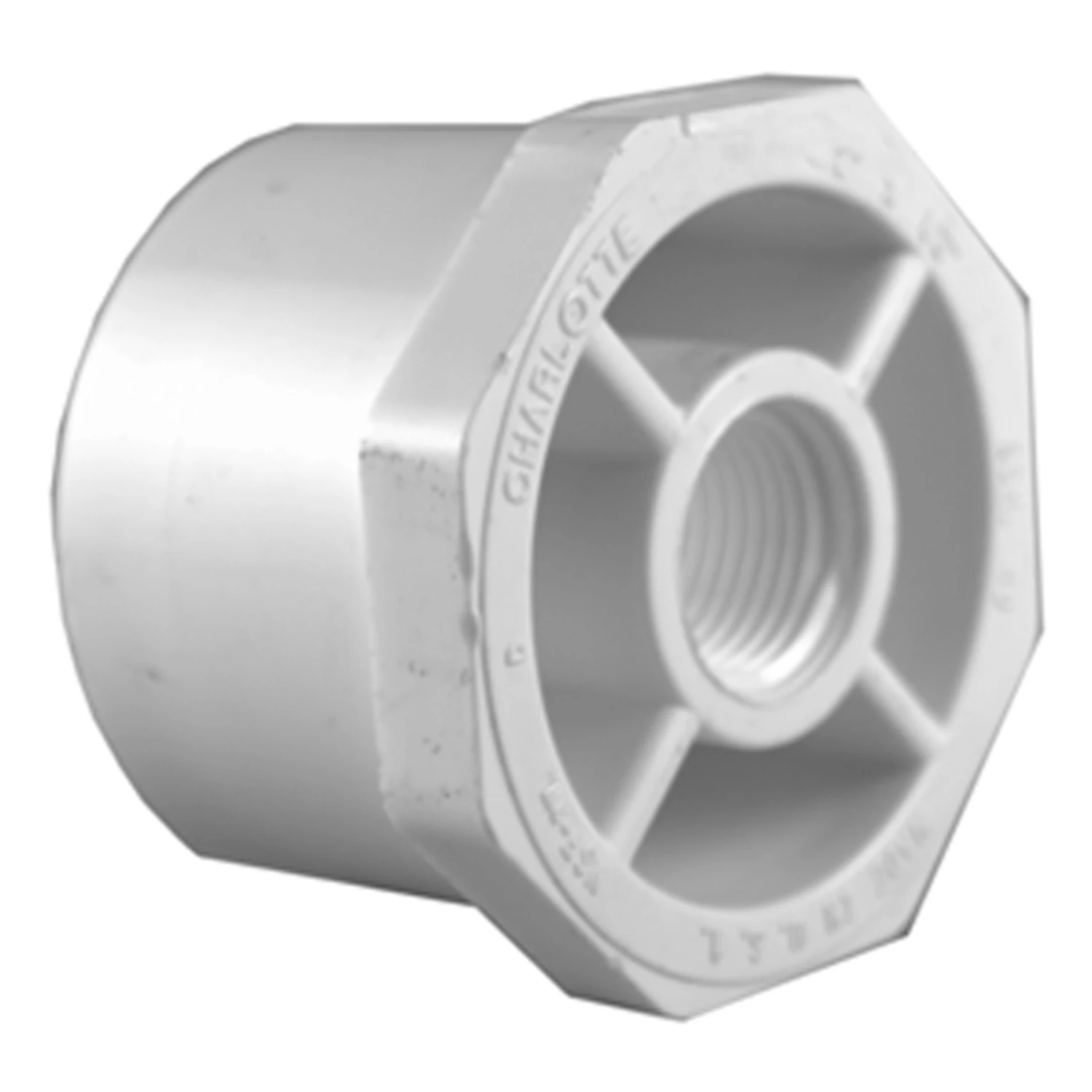 Schedule 40 PVC Flush Bushing, 2 Schedule 40 PVC x 1-1/4 In. FIP