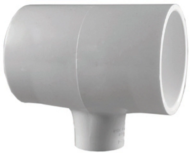 Schedule 40 PVC Reducing Tee, White, 1-1/2 x 1-1/2 x .1 In., Slip x Slip x Slip