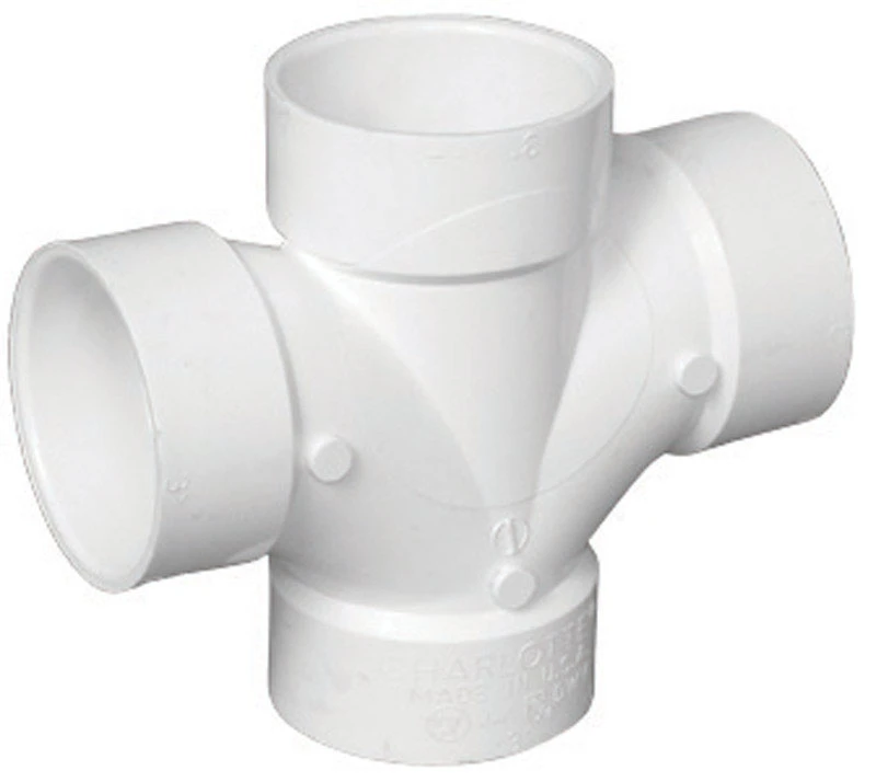 Schedule 40 DWV PVC Double Sanitary Tee, 4 In.