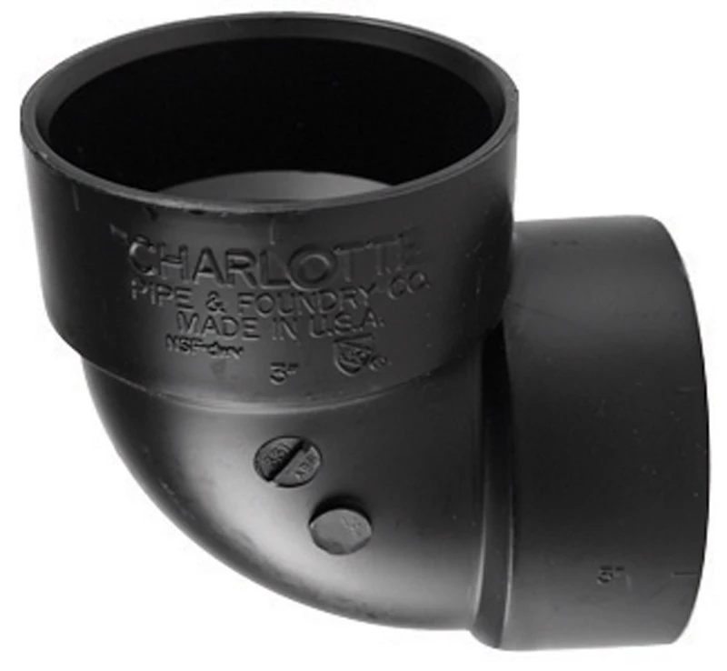 2 In. Hub X Hub 90 Degree Abs Elbow For Drain-waste-vent Applications