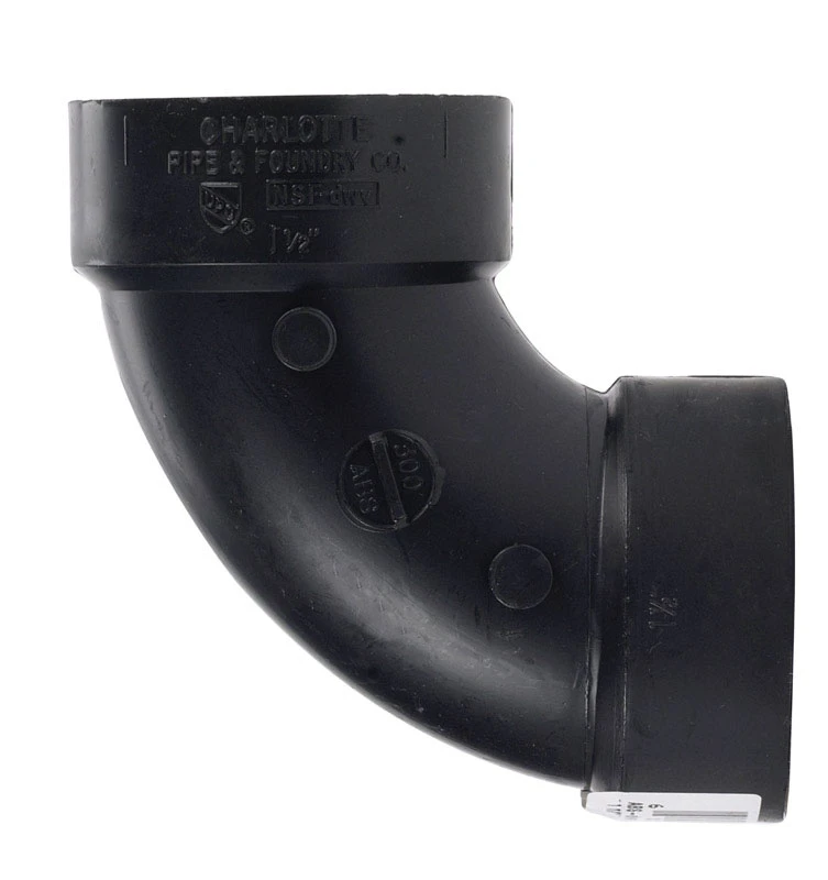 1-1/2 In. Hub X Hub 90 Degree Abs Elbow For Dwv Applications