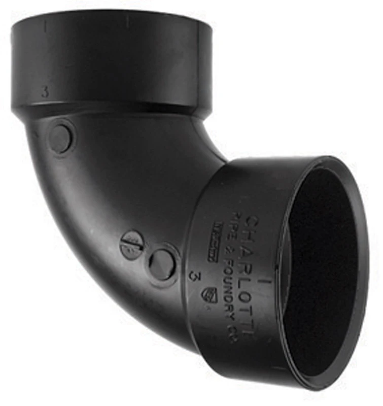 4 In. Hub X Hub 90 Degree Abs Elbow For Dwv Applications