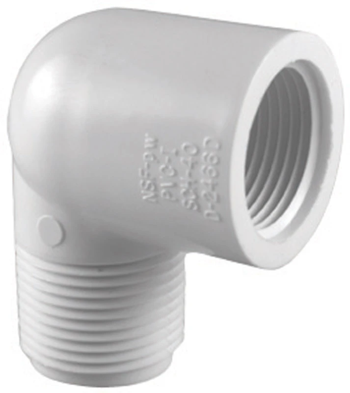 Schedule 40 PVC 90-Degree Street Elbow, White, 3/4 In.