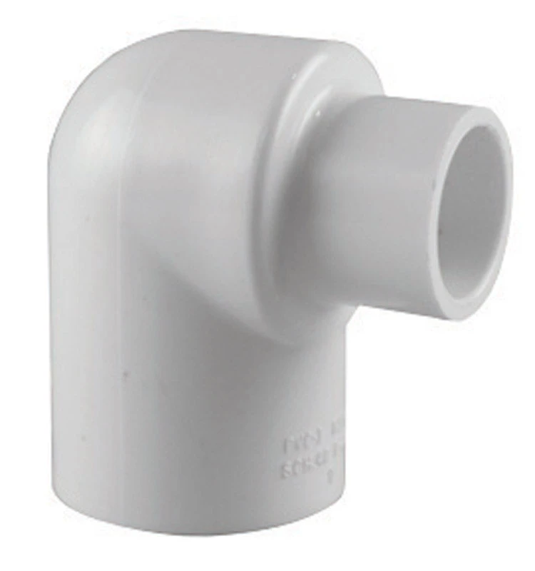 Schedule 40 PVC Ell Reducer, 90-Degree, White, 1 x 3/4 In., Slip x Slip