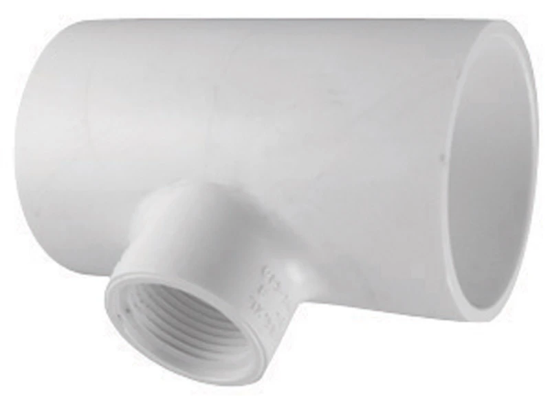 Schedule 40 PVC Reducing Tee, 1-1/2 x 1-1/2 x-3/4 In., Slip x Slip x Thread