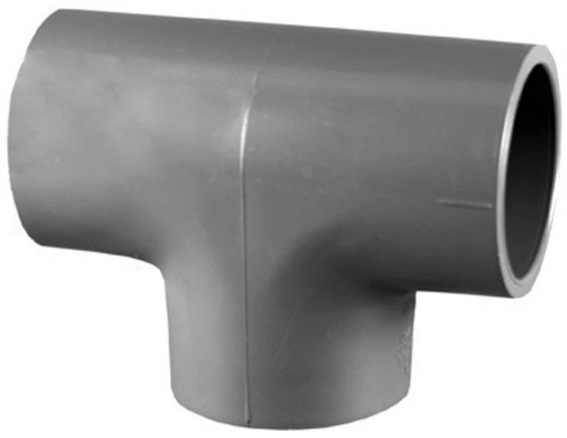 Schedule 80 PVC Tee, Gray, Slip x Slip x Slip, 2 In.